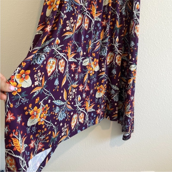Anthropologie Purple and Orange Floral Midi Dress - Picture 7 of 12